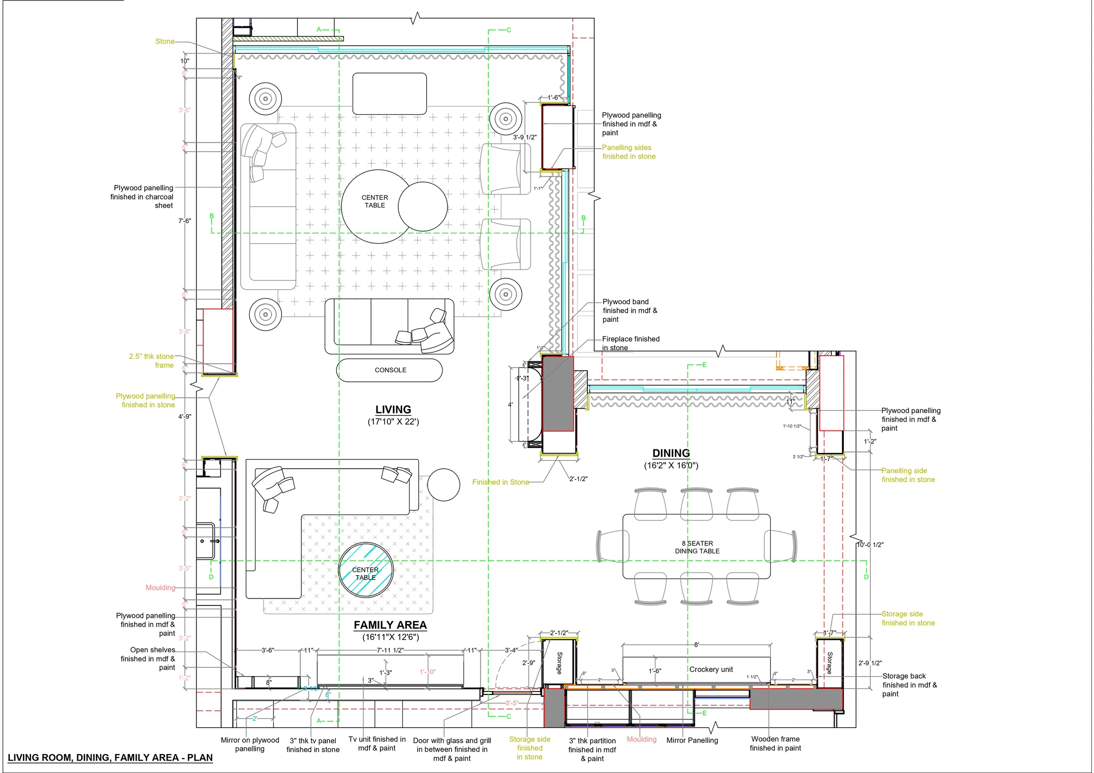 Living Room | Family Area and Dining Room