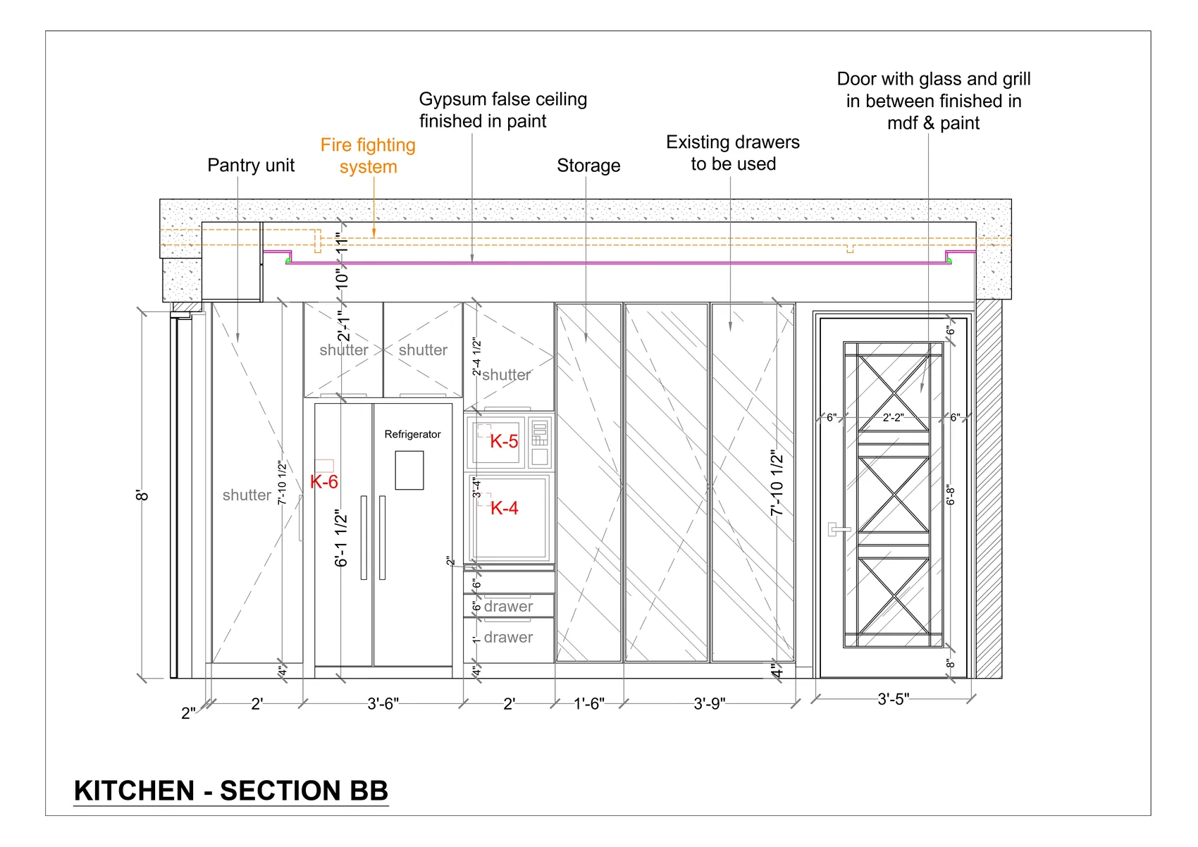 Kitchen — Section BB