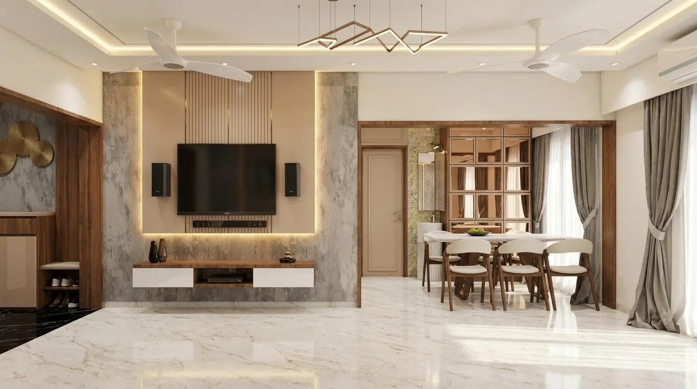 TV unit and dining after final render